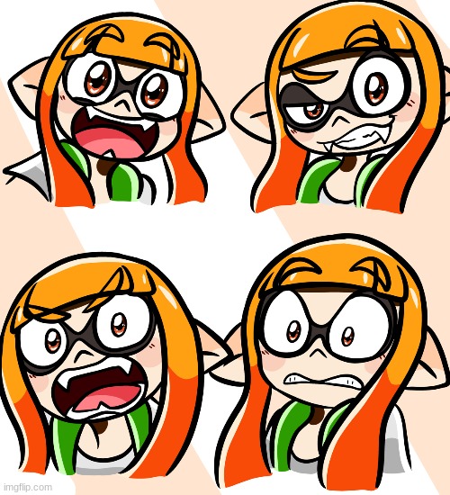 Inkling Girl's expressions (Art by Kira Vera) | made w/ Imgflip meme maker