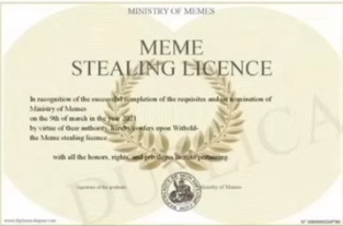 meme stealing licence Blank Meme Template