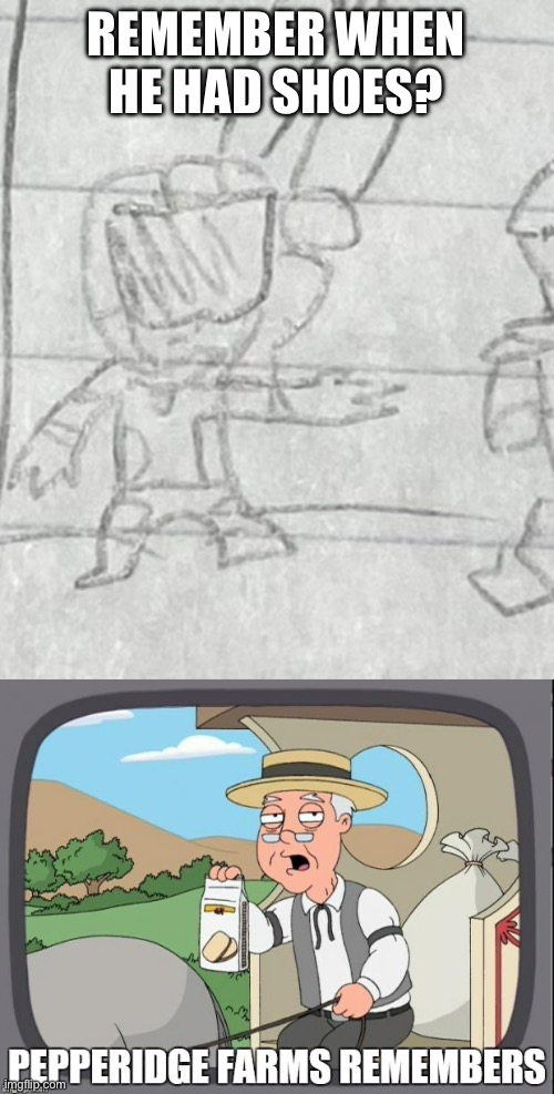 his gloves were also one color back then, and his visor was just glass. | REMEMBER WHEN HE HAD SHOES? | image tagged in pepperidge farms remembers | made w/ Imgflip meme maker