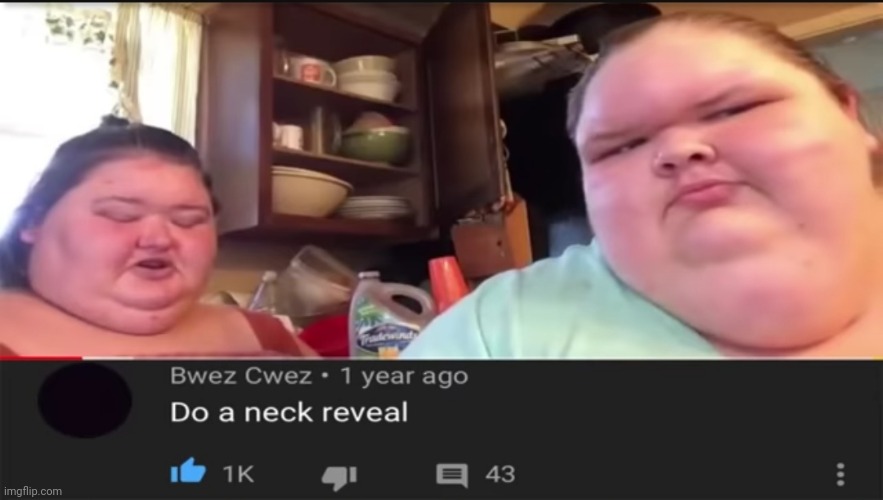 #2,450 | image tagged in reveal,insults,obese,neck,woman,funny | made w/ Imgflip meme maker