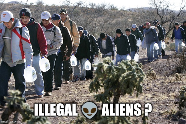 mexican immigration | ILLEGAL ? ALIENS ? | image tagged in mexican immigration | made w/ Imgflip meme maker