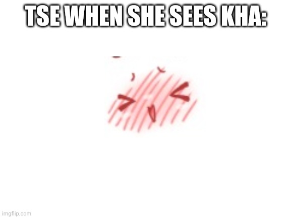 Blank White Template | TSE WHEN SHE SEES KHA: | image tagged in blank white template | made w/ Imgflip meme maker