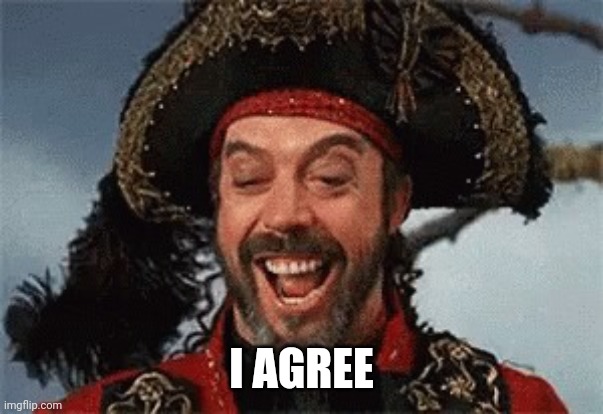 TIM CURRY PIRATE | I AGREE | image tagged in tim curry pirate | made w/ Imgflip meme maker