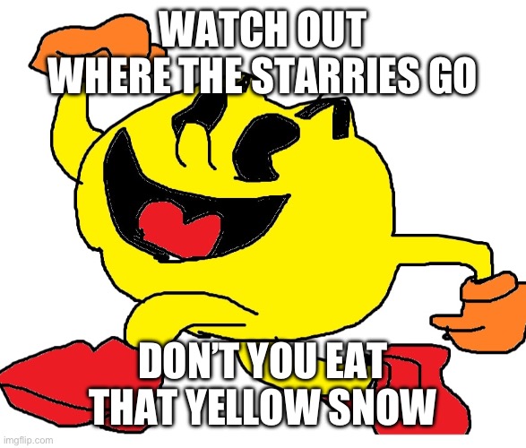 WATCH OUT WHERE THE STARRIES GO DON’T YOU EAT THAT YELLOW SNOW | made w/ Imgflip meme maker