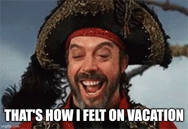 TIM CURRY PIRATE | THAT'S HOW I FELT ON VACATION | image tagged in tim curry pirate | made w/ Imgflip meme maker