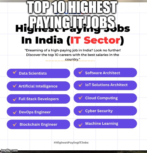 Top 10 Highest Paying IT Jobs | TOP 10 HIGHEST PAYING IT JOBS; IT JOBS | image tagged in it jobs,digital marketing,software | made w/ Imgflip meme maker