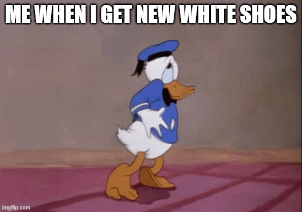 Tip toe tip toe | ME WHEN I GET NEW WHITE SHOES | image tagged in funny,memes,relatable | made w/ Imgflip meme maker