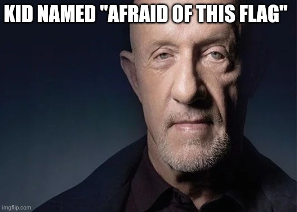 mike ehrmantraut | KID NAMED "AFRAID OF THIS FLAG" | image tagged in mike ehrmantraut | made w/ Imgflip meme maker