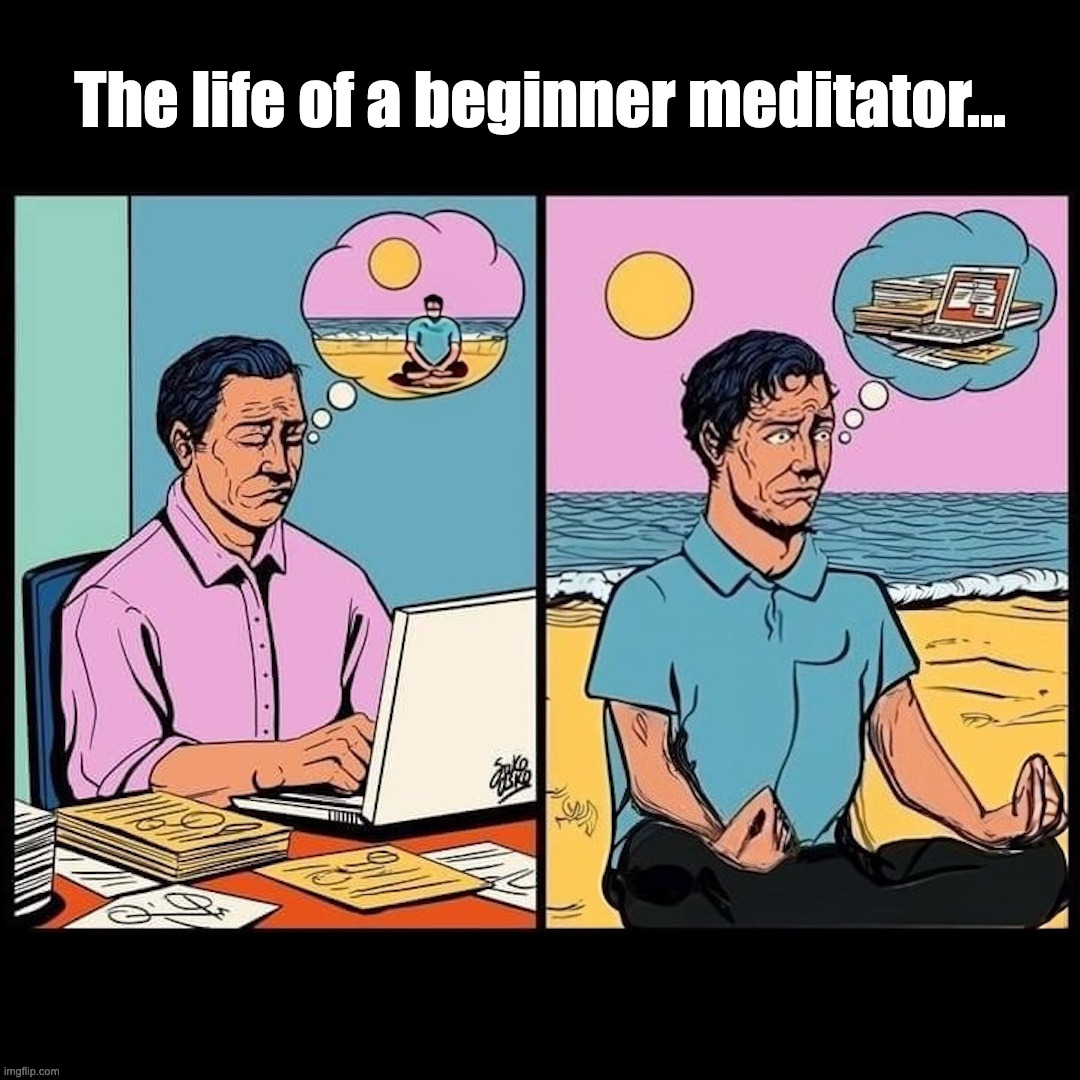 The life of a beginner meditator... | The life of a beginner meditator... | image tagged in meditation,meditating,zen,zazen | made w/ Imgflip meme maker