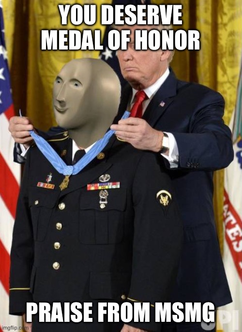 Medl uf Honr | YOU DESERVE MEDAL OF HONOR PRAISE FROM MSMG | image tagged in medl uf honr | made w/ Imgflip meme maker
