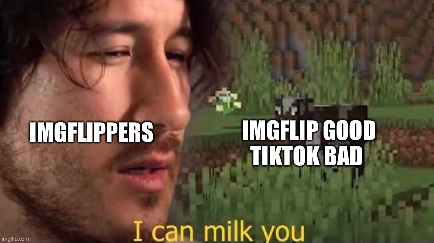 I can milk you (template) | IMGFLIPPERS IMGFLIP GOOD TIKTOK BAD | image tagged in i can milk you template | made w/ Imgflip meme maker