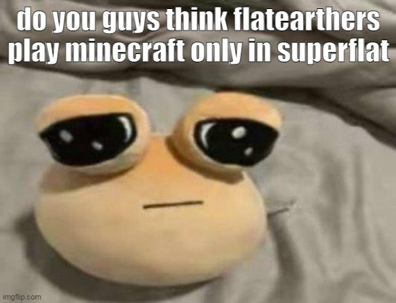 superflat is interesting except when slimes hoard | do you guys think flatearthers play minecraft only in superflat | image tagged in pou | made w/ Imgflip meme maker