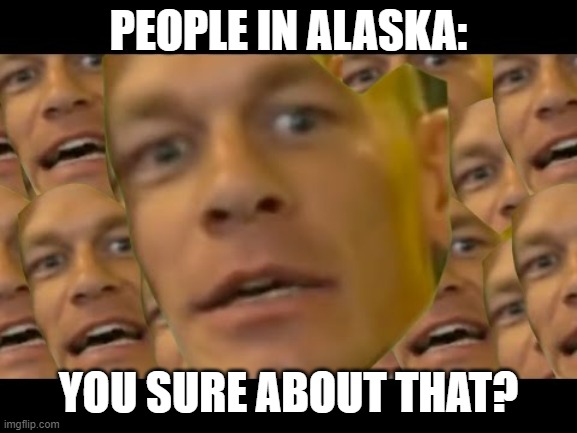 Are you sure about that | PEOPLE IN ALASKA: YOU SURE ABOUT THAT? | image tagged in are you sure about that | made w/ Imgflip meme maker