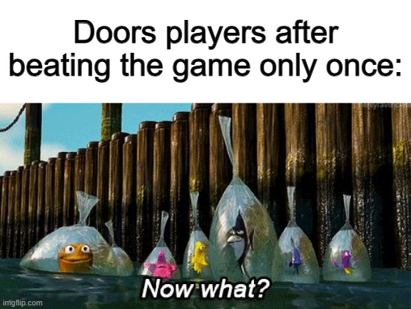 It's not like I'm going to try to beat the Rooms... X_X | Doors players after beating the game only once: | image tagged in now what | made w/ Imgflip meme maker