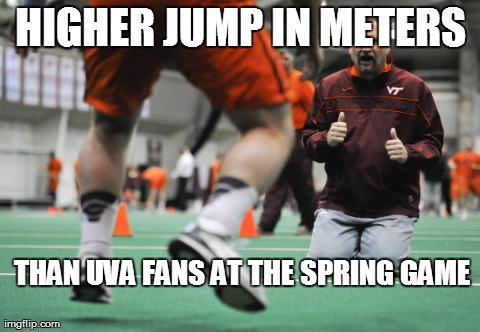 HIGHER JUMP IN METERS THAN UVA FANS AT THE SPRING GAME | made w/ Imgflip meme maker