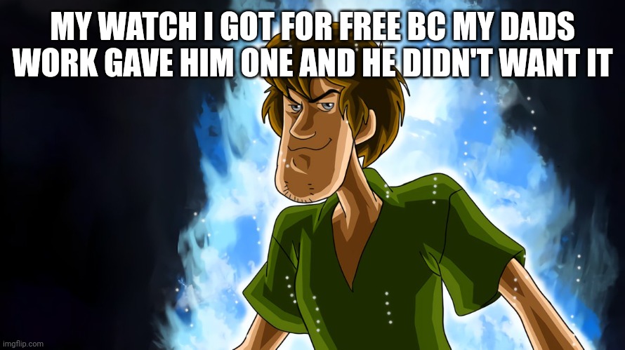 Ultra instinct shaggy | MY WATCH I GOT FOR FREE BC MY DADS WORK GAVE HIM ONE AND HE DIDN'T WANT IT | image tagged in ultra instinct shaggy | made w/ Imgflip meme maker