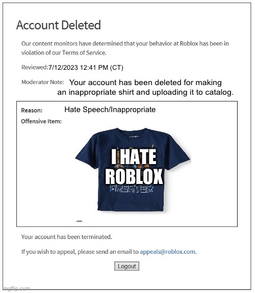 A Roblox Poison Ban for uploading an image from the TV Show “Bubbles And  Friends”, which is copyright on Roblox - Imgflip