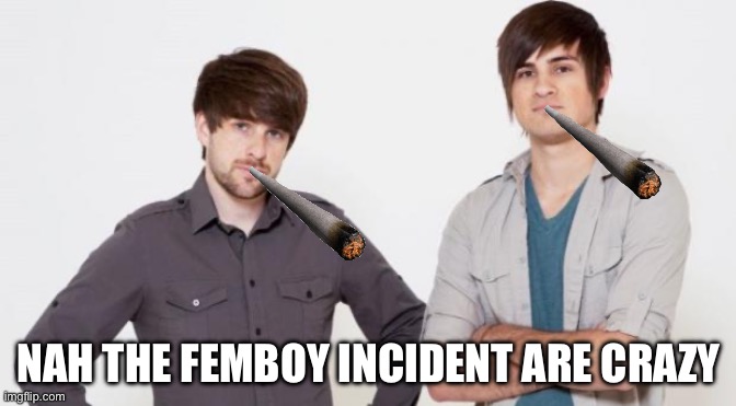 Smosh don't care | NAH THE FEMBOY INCIDENT ARE CRAZY | image tagged in smosh don't care | made w/ Imgflip meme maker