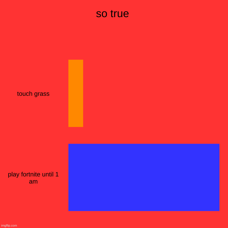 so true | touch grass, play fortnite until 1 am | image tagged in charts,bar charts | made w/ Imgflip chart maker