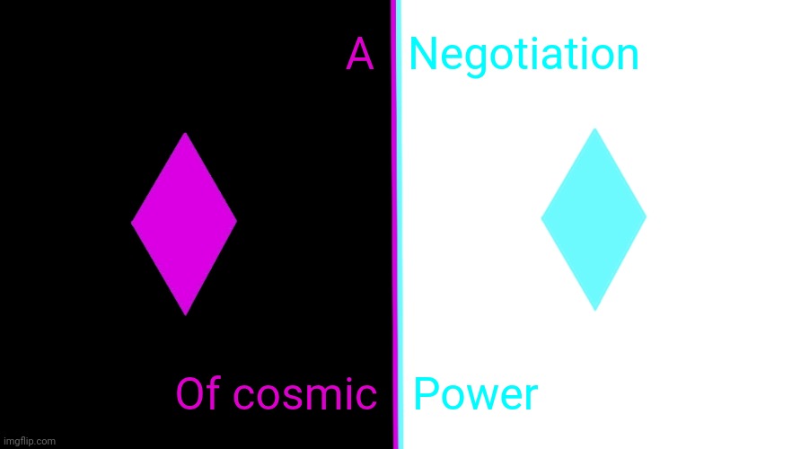 Look in comments | A; Negotiation; Of cosmic; Power | image tagged in crystal template for l o r e | made w/ Imgflip meme maker