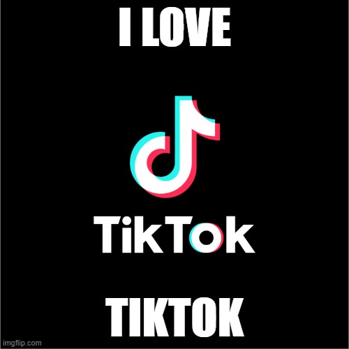 tiktok logo | I LOVE; TIKTOK | image tagged in tiktok logo | made w/ Imgflip meme maker
