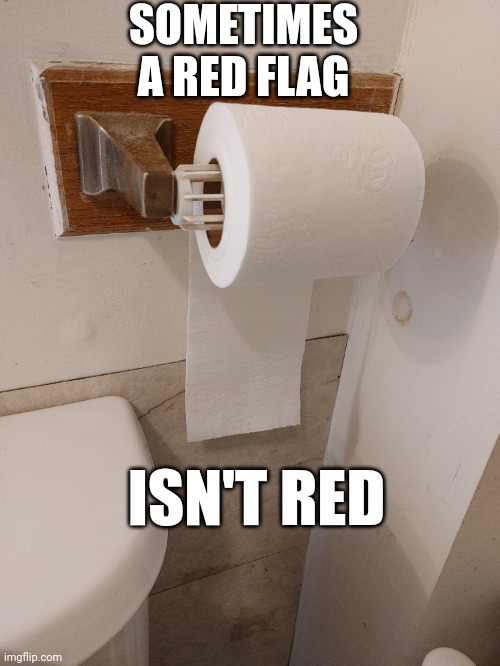 Red flag | SOMETIMES A RED FLAG; ISN'T RED | image tagged in red flag,toilet paper,over the top,triggered,bathroom | made w/ Imgflip meme maker