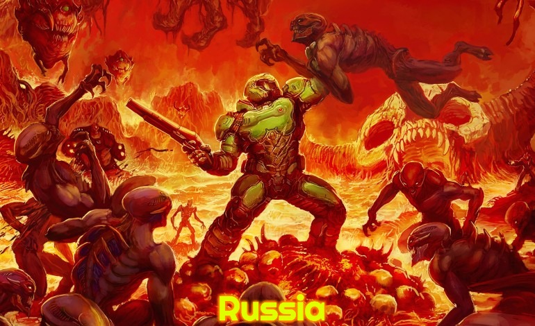 Doom Slayer killing demons | Russia | image tagged in doom slayer killing demons,russo-ukrainian war,slavic | made w/ Imgflip meme maker