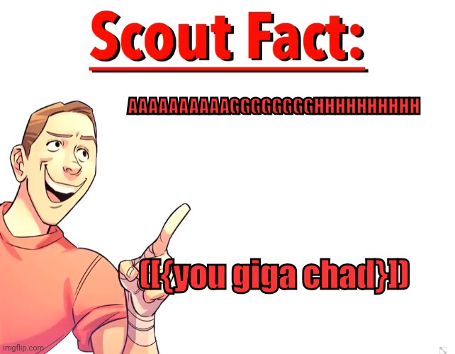 Scout Fact | AAAAAAAAAAGGGGGGGGHHHHHHHHHH ([{you giga chad}]) | image tagged in scout fact | made w/ Imgflip meme maker