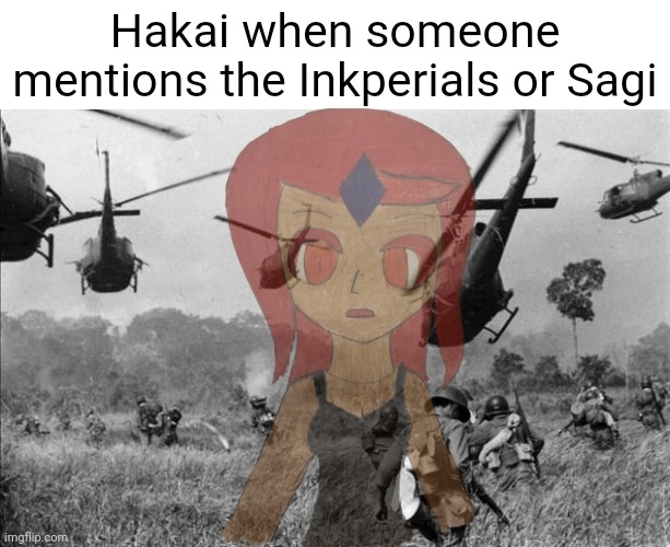 Drawing in comments | Hakai when someone mentions the Inkperials or Sagi | image tagged in vietnam | made w/ Imgflip meme maker