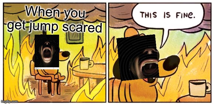 This Is Fine Meme | When you get jump scared | image tagged in memes,this is fine | made w/ Imgflip meme maker