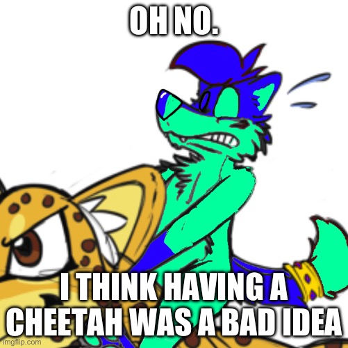 he had a ohio cheetah | OH NO. I THINK HAVING A CHEETAH WAS A BAD IDEA | made w/ Imgflip meme maker