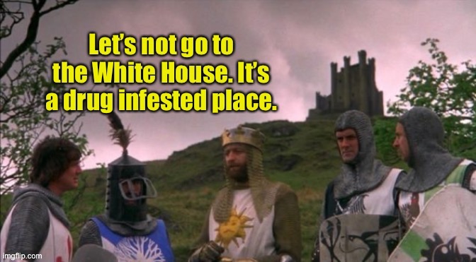 And silly to boot | image tagged in monty python,tis a silly place,white house,drug infested | made w/ Imgflip meme maker