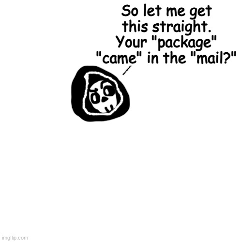 swag d | So let me get this straight.
Your "package" "came" in the "mail?" | made w/ Imgflip meme maker