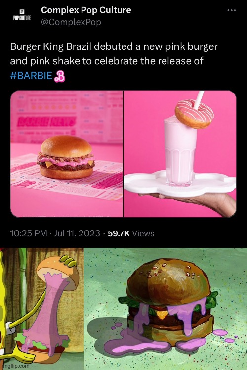 *gasps* PINK JELLY?! | image tagged in pink,sauce,burger king,spongebob,jelly | made w/ Imgflip meme maker