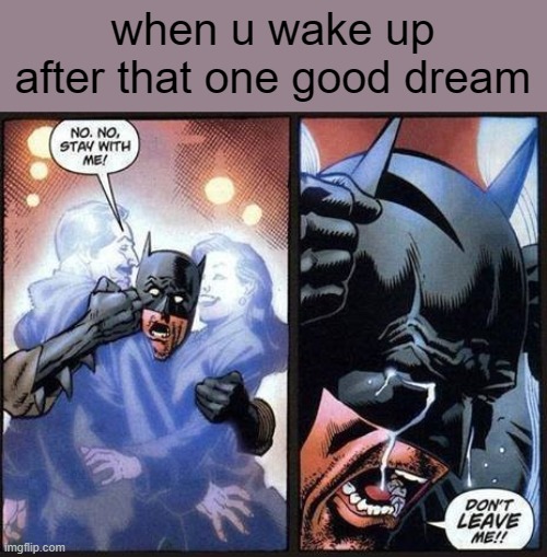 i find this relatable | when u wake up after that one good dream | image tagged in batman don't leave me | made w/ Imgflip meme maker