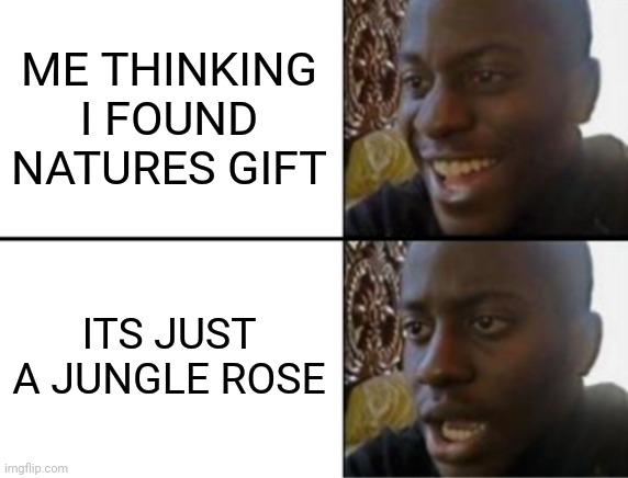 Who else can relate? | ME THINKING I FOUND NATURES GIFT; ITS JUST A JUNGLE ROSE | image tagged in oh yeah oh no | made w/ Imgflip meme maker