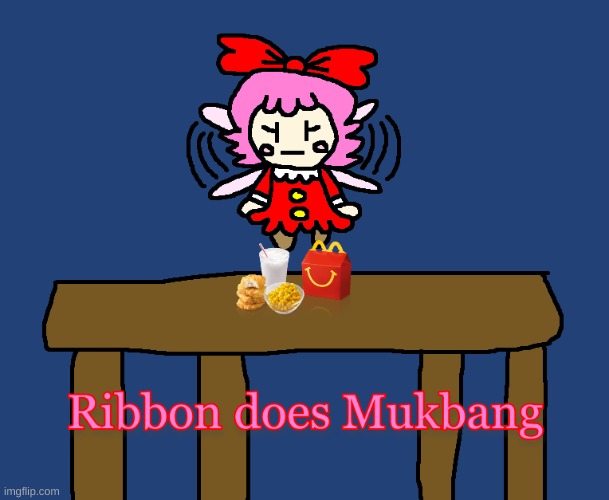 Ribbon does Mukbang | image tagged in kirby,mukbang,fanart,parody,cute,comics/cartoons | made w/ Imgflip meme maker