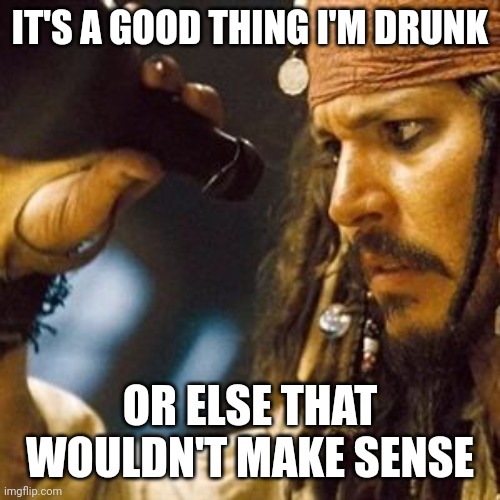 Why is the Rum Always Gone? | IT'S A GOOD THING I'M DRUNK OR ELSE THAT WOULDN'T MAKE SENSE | image tagged in why is the rum always gone | made w/ Imgflip meme maker