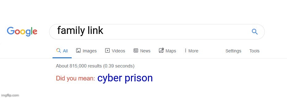 Did you mean? | family link; cyber prison | image tagged in did you mean,family link,parental controls,prison | made w/ Imgflip meme maker