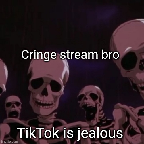 roasting skeletons | Cringe stream bro; TikTok is jealous | image tagged in roasting skeletons | made w/ Imgflip meme maker