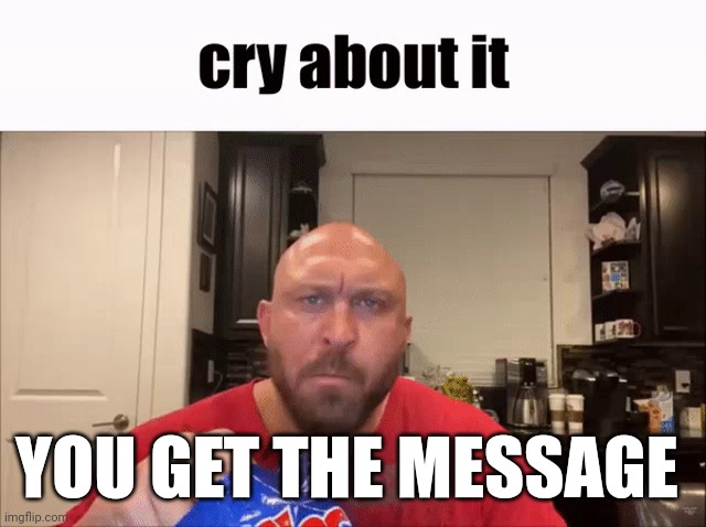 Cry About It | YOU GET THE MESSAGE | image tagged in cry about it | made w/ Imgflip meme maker