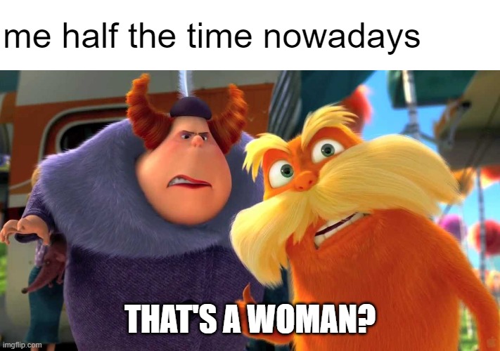 me half the time nowadays; THAT'S A WOMAN? | made w/ Imgflip meme maker