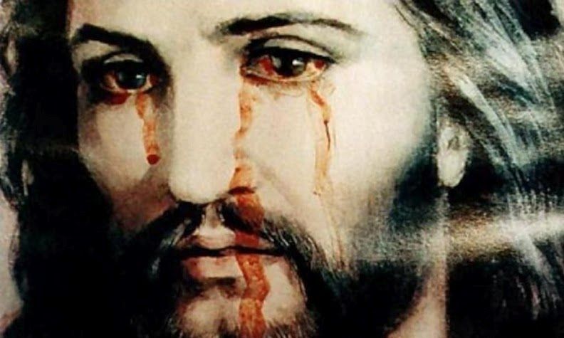 High Quality Jesus Crying Blood Blank Meme Template