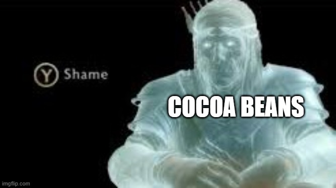 Y (Shame) | COCOA BEANS | image tagged in y shame | made w/ Imgflip meme maker