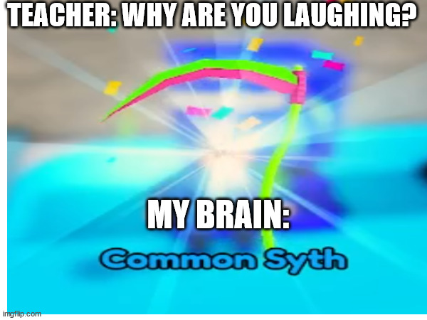 Common Syth | TEACHER: WHY ARE YOU LAUGHING? MY BRAIN: | image tagged in spelling error | made w/ Imgflip meme maker