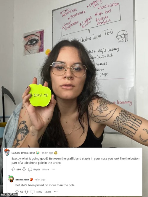 One sneeze, and that nose ring is gonna get ripped out of her nose from the sneezing force XDDD | made w/ Imgflip meme maker