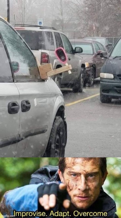 Car mirror | image tagged in improvise adapt overcome,reposts,repost,car,mirror,memes | made w/ Imgflip meme maker