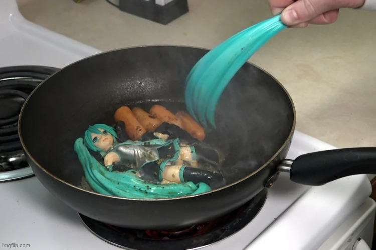 ya want sum miku bitches? | image tagged in fried miku | made w/ Imgflip meme maker