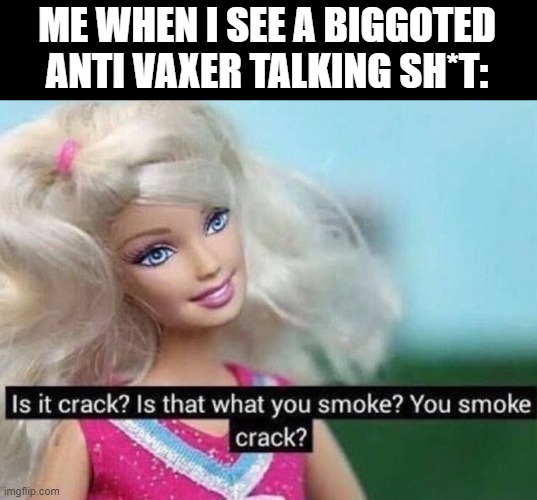 Barbie | ME WHEN I SEE A BIGGOTED ANTI VAXER TALKING SH*T: | image tagged in barbie | made w/ Imgflip meme maker
