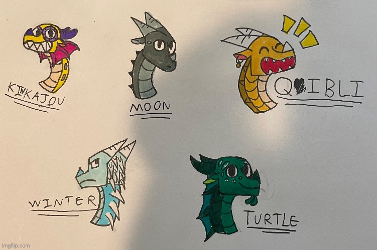 I drew some Wof headshots! | image tagged in wings of fire,drawing | made w/ Imgflip meme maker